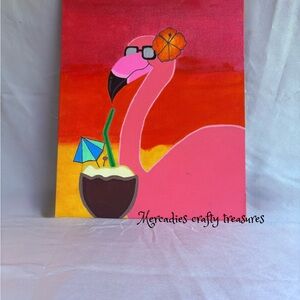Pink Flamingo Tropical Art Painting